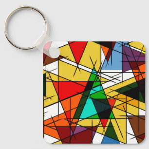 Modern Triangel Färgrik Geometrisk  Nyckelring