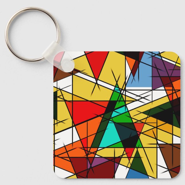 Modern Triangel Färgrik Geometrisk  Nyckelring (Framsida)