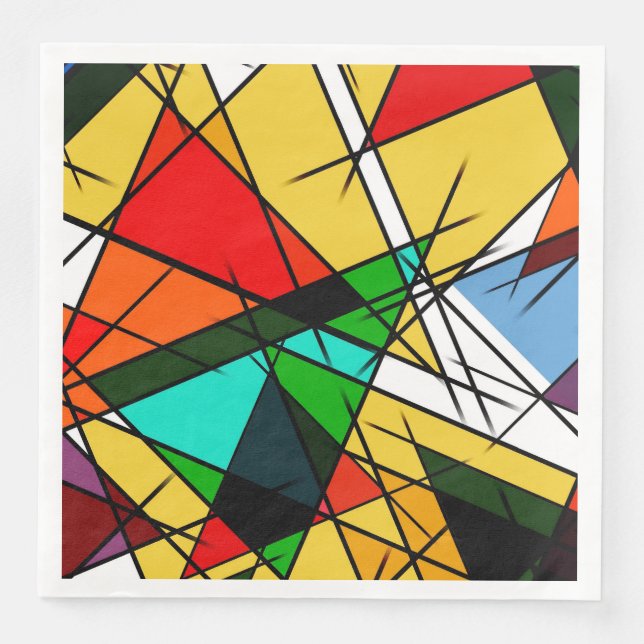 Modern triangel färgrik geometrisk  pappersservett (Framsida)