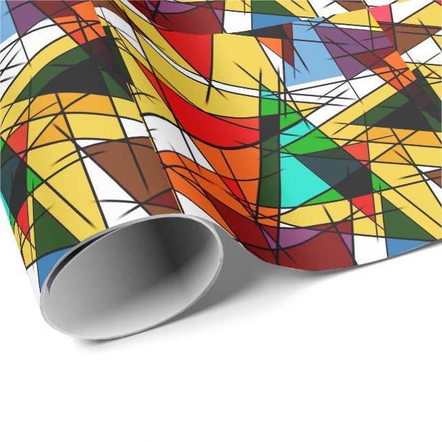 Modern triangel färgrik geometrisk  presentpapper (Rullad Hörn)