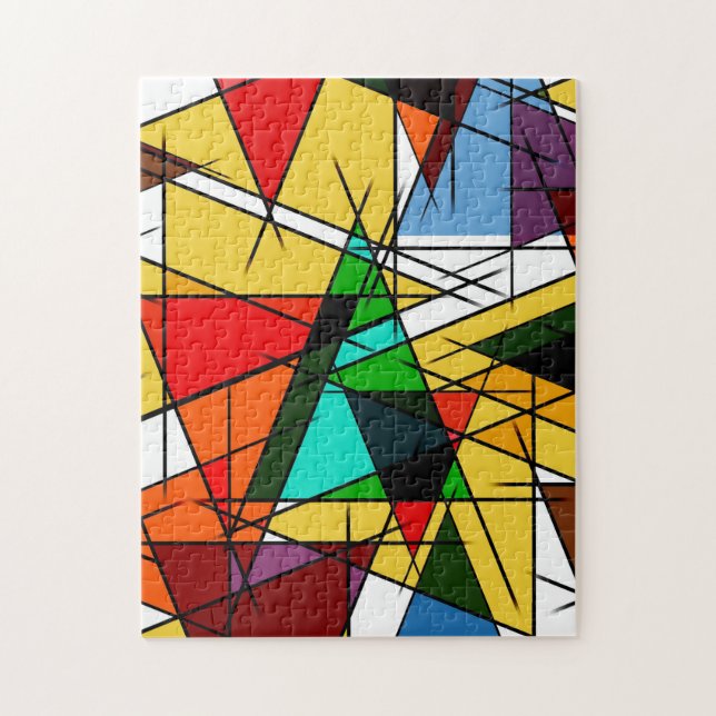 Modern triangel färgrik geometrisk  pussel (Vertikal)