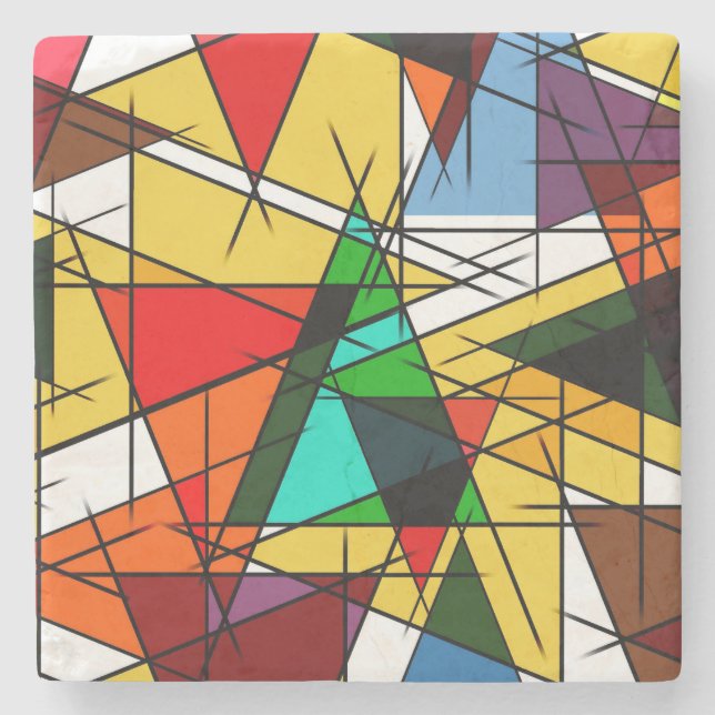 Modern Triangel Färgrik Geometrisk  Stenunderlägg (Framsidan)