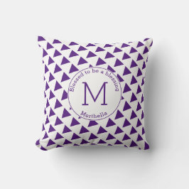 Modern triangel Geometric Lila White Monogram Kudde