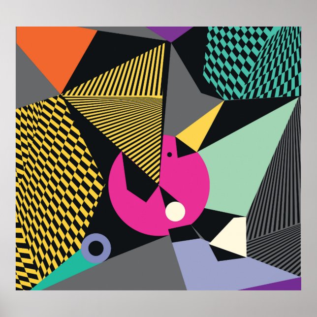 Modern triangel: Memphis Stil Mönster. Poster (Framsidan)