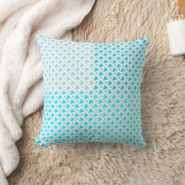 Modern triangel Mönster Teal White Kudde (Filt)