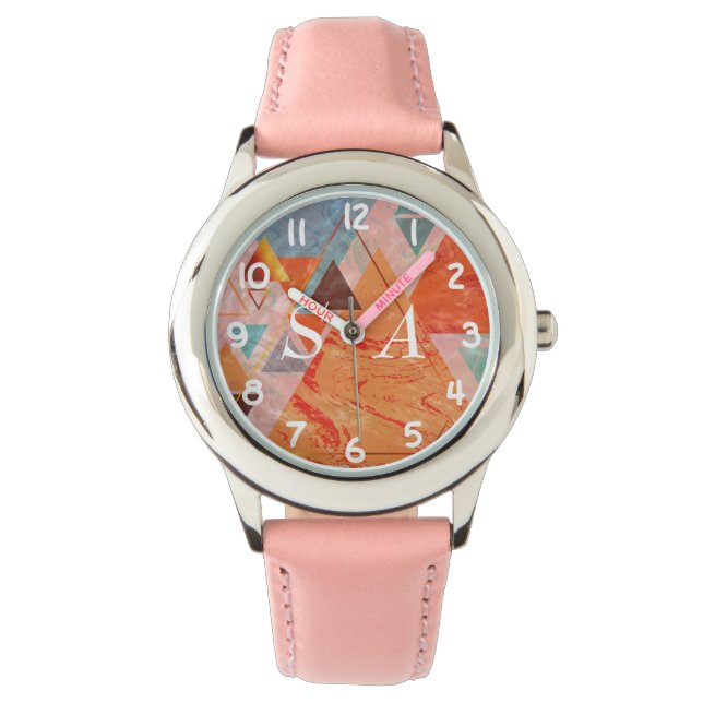 Modern triangeldesign - konstnärlig geometri armbandsur (Framsida)