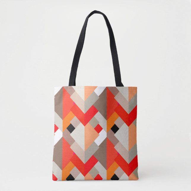 Modern trianglar, Orange, rött och Grått för Abstr Tygkasse (Framsida)