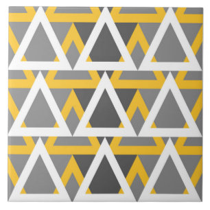 Modern, trianglar, senapsgult, vit, grått kakelplatta