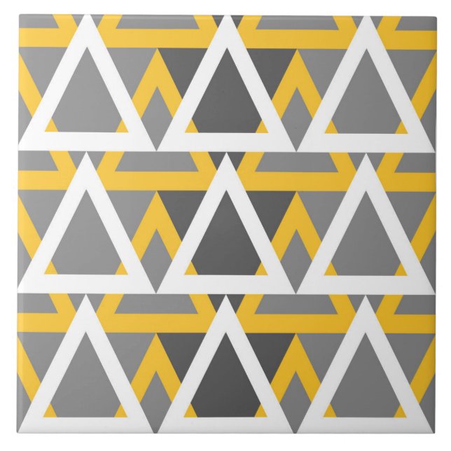 Modern, trianglar, senapsgult, vit, grått kakelplatta (Framsidan)