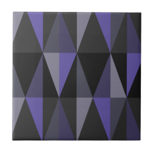 Modern triangles-Mörk Indigo i MidCentury Kakelplatta
