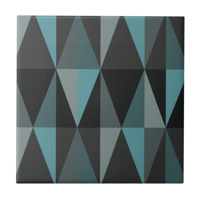 Modern triangles Mörk Teal i mitten av århundradet Kakelplatta (Framsidan)