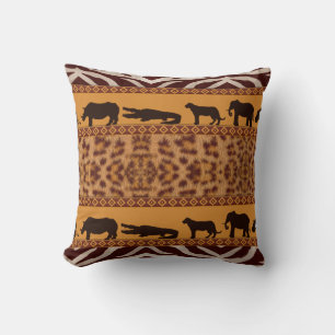 Modern Tribal Afrikansk Jaguar Mönster Djurtryck Kudde