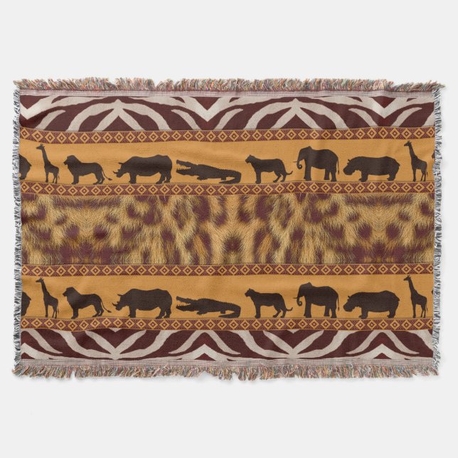 Modern Tribal Afrikansk Leopard Mönster Djurtryck Filt (Framsidan)