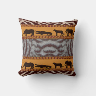 Modern Tribal Afrikansk Vit Tiger Djurtryck Kudde