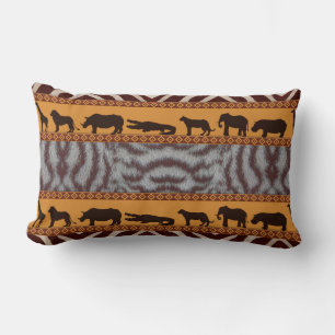 Modern Tribal Afrikansk Vit Tiger Djurtryck Lumbarkudde