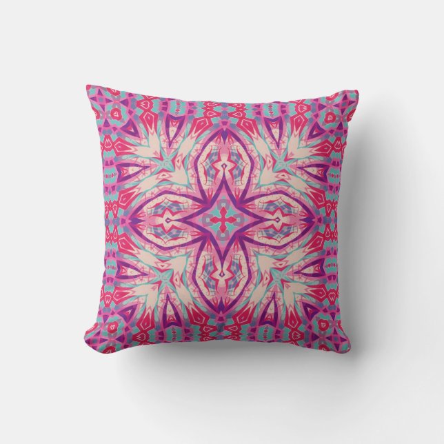 Modern Tribal Aztec Rosa Lila Decorative Cushion Kudde (Framsida)