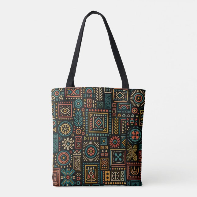 Modern Tribal Geometrisk Mönster Tygkasse (Baksida)