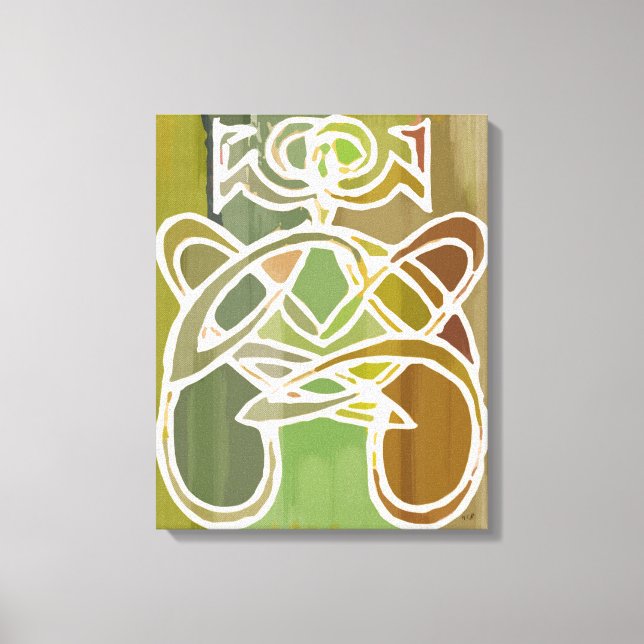 Modern Tribal Gudinna Tryck, Grön Boho Abstrakt Canvastryck (Framsida)
