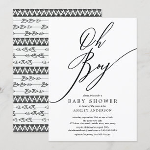 Modern Tribal Oh Boy Baby Shower Inbjudningar