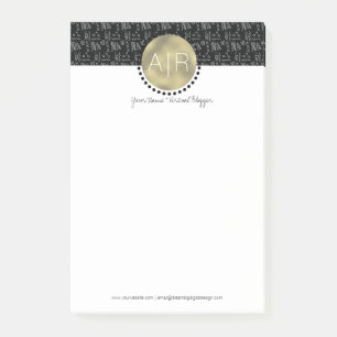 Modern Tribal Simulerad Folie Monogram Post-it Block