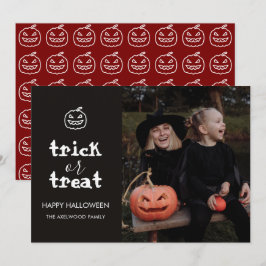 Modern Trick or Treat Familjefoto Halloween Julkort