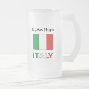 Modern Tricolore Namn Här Italienska Flaggan Frostat Ölglas