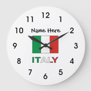 Modern trikolore Personlig italiensk bandiera Stor Klocka