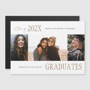 Modern trio Multi-Photo Studenten-meddelande Magnetisk Inbjudningskort