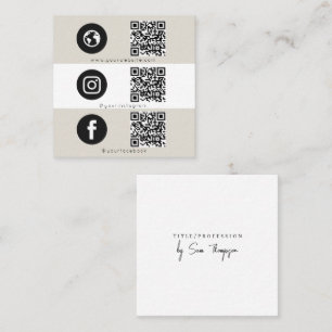 Modern Triple Ikon & QR-kod för sociala medier Bei Fyrkantigt Visitkort