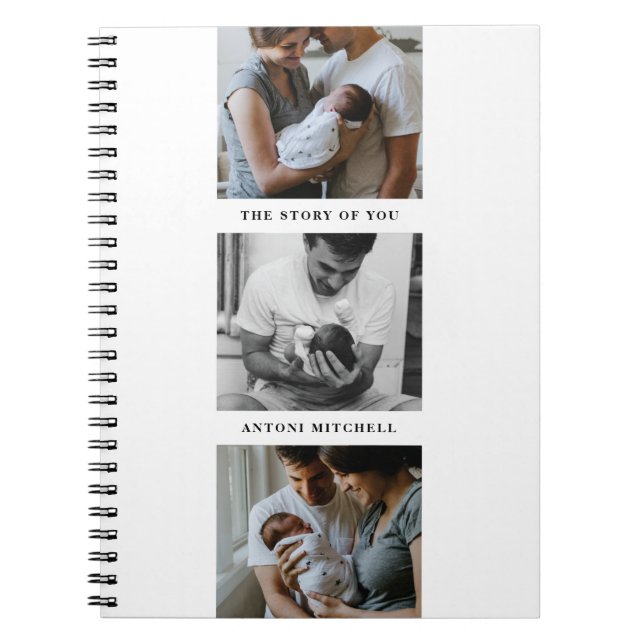 Modern triptych 3-Photo Collage Journal - White Anteckningsbok (Framsidan)