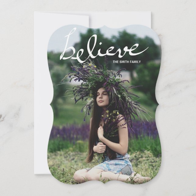 Modern Tro-handskriftsformat Helgdag Photo Julkort (Framsida)