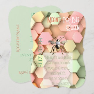 Modern Tro Peach Rosa Gul Grön Bikupa Guld Bi Inbjudningar