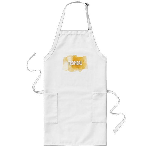 Modern Tropical Abstract Yellow Shapes Tee Långt Förkläde (Framsidan)