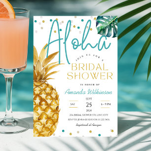 Modern Tropical Aloha Summer eller Luau Möhippa Inbjudningar