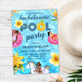 Modern Tropical Bachelorette Bassäng Party Inbjudningar