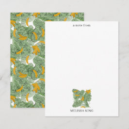 Modern Tropical Banana Greenery Custom Name Anteckningskort