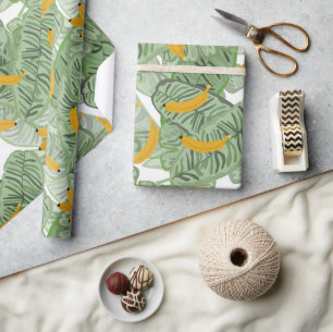Modern Tropical Banana Greenery Mönster Presentpapper