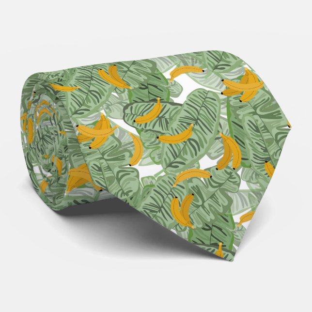 Modern Tropical Banana Grönt Mönster Slips (Rullad)