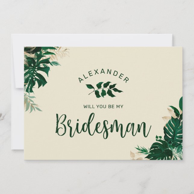 Modern Tropical Be My Bridesman Frieri kort (Framsida)