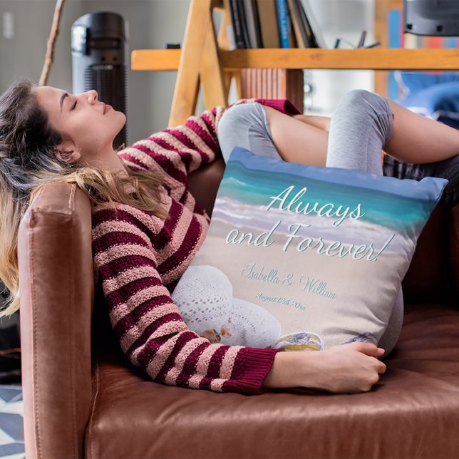 Modern Tropical Beach Always and Forever Kudde (Skapare uppladdad)