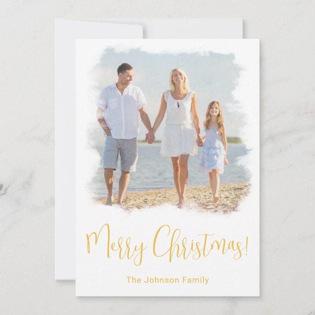 MODERN TROPICAL BEACH CHRISTMAS CARD FAMILY PHOTO JULKORT (Framsida)