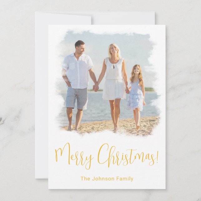 MODERN TROPICAL BEACH CHRISTMAS CARD FAMILY PHOTO JULKORT (Framsida)