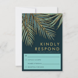 Modern Tropical Beach Wedding Handflatan Guld OSA Kort
