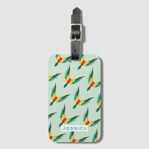 Modern Tropical Bird Mönster Blue Personlig Bagagebricka