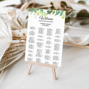 Modern Tropical Blommigt Alfabetical Seating Chart Poster