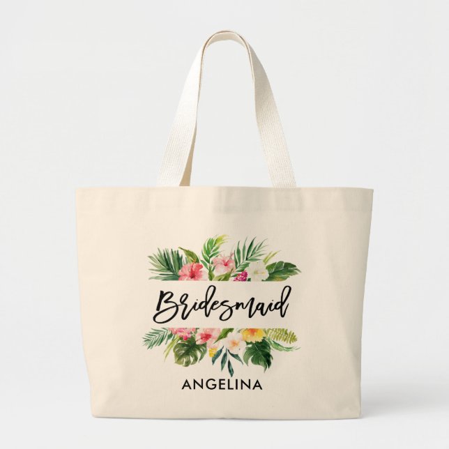 Modern Tropical Bridesmaid i penselskript Jumbo Tygkasse (Framsidan)