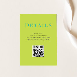 Modern Tropical Bröllop-informationskort med QR-ko Tilläggskort