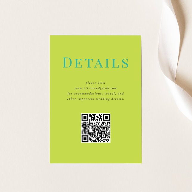 Modern Tropical Bröllop-informationskort med QR-ko Tilläggskort (Skapare uppladdad)