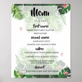 Modern Tropical Bröllop Music Festival Menu Poster