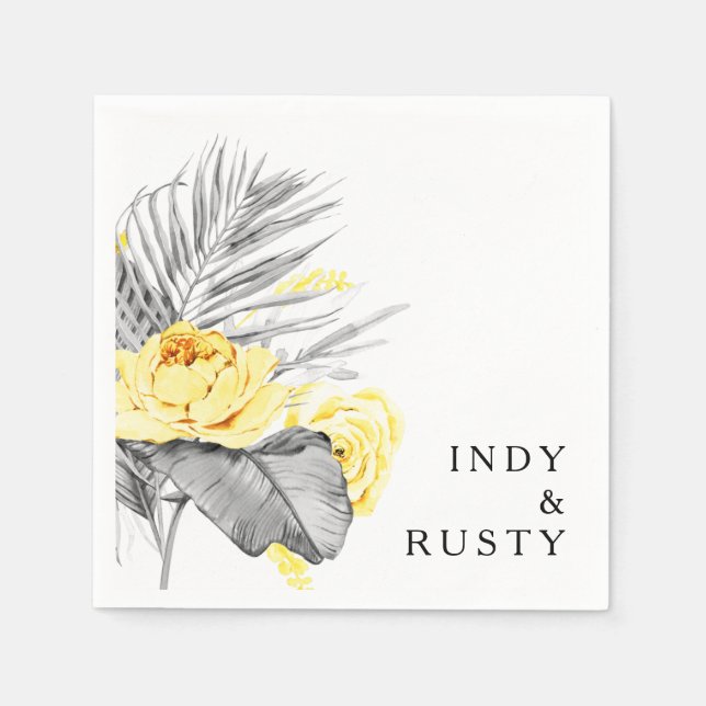 Modern Tropical Bröllop Napkins Pappersservett (Framsidan)